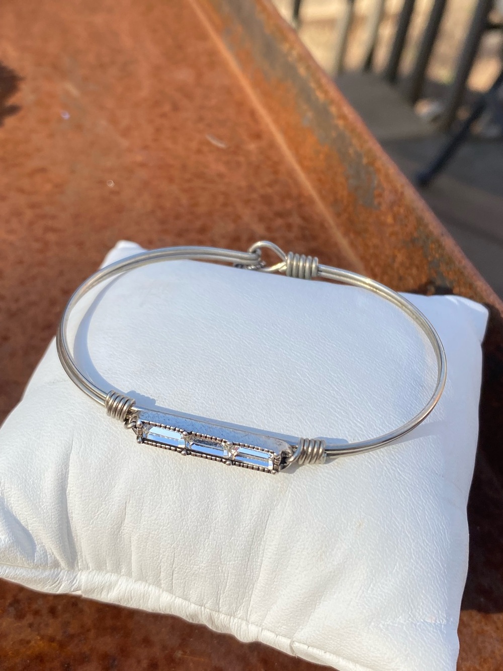 Luca + Danni Silver Baguette Crystal Bar Wire-Wrapped Bracelet Dainty Bangle - Picture 13 of 16